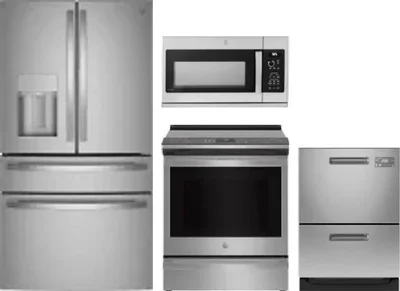 4 Piece Package Includes Refrigerator, Range, Microwave And Dishwasher